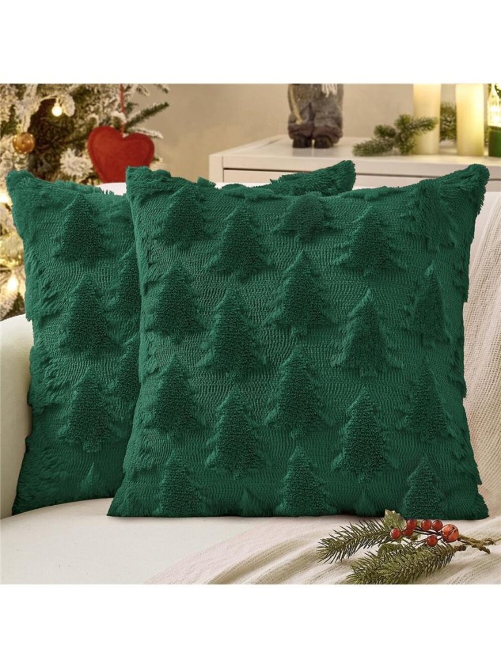 Christmas Pillow Covers Christmas Decorations 18x18 Dark Green